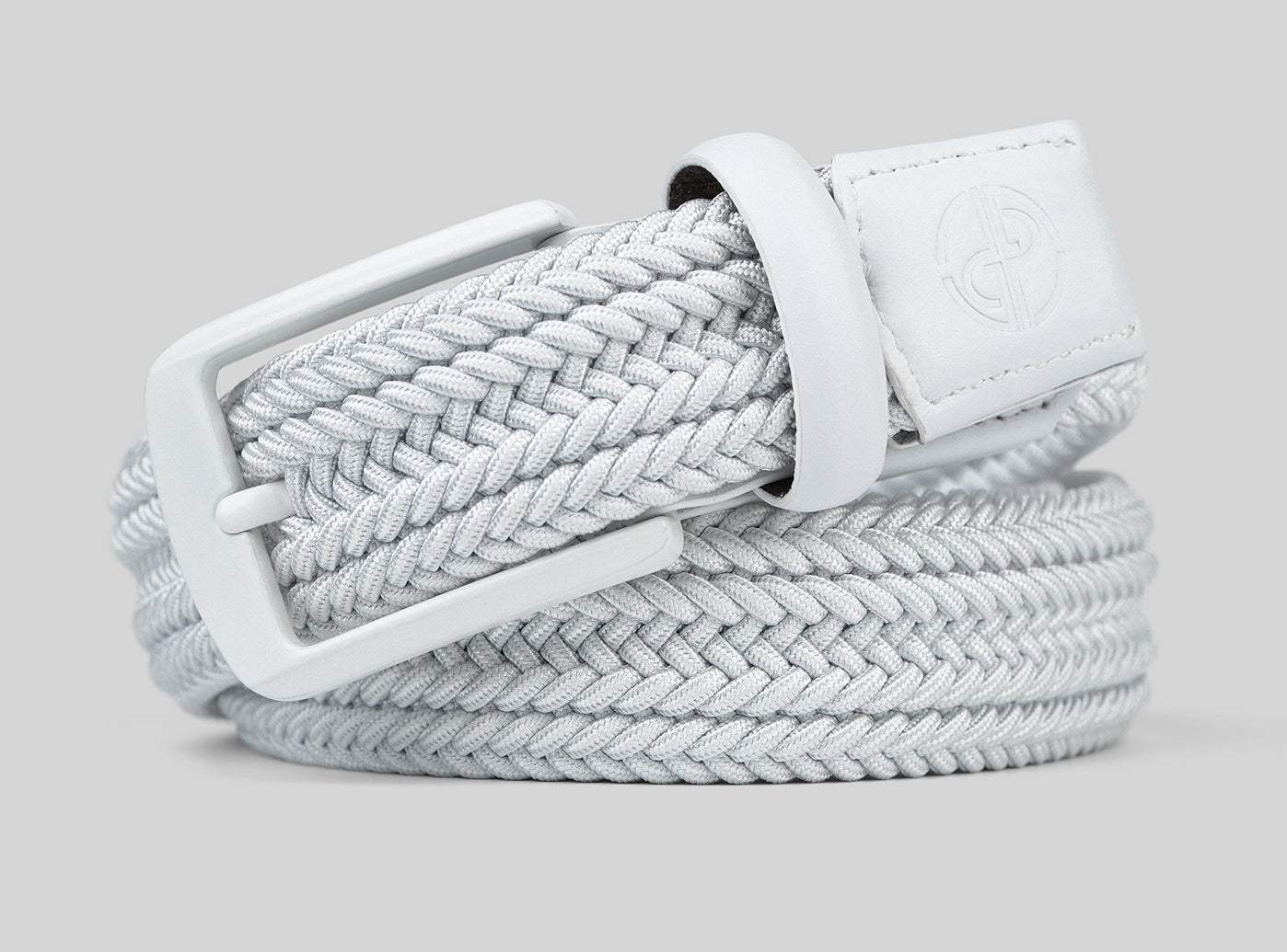 Goating Player Tour Woven Belt:10K Swing-Proof, No Holes Needed / White