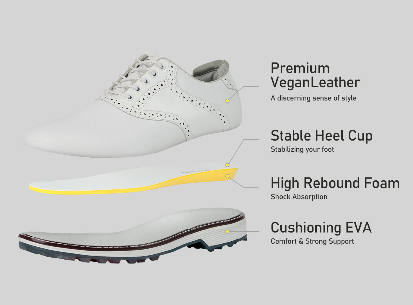 Goating Player G3 Men's Professional Spikeless Golf Shoes / White
