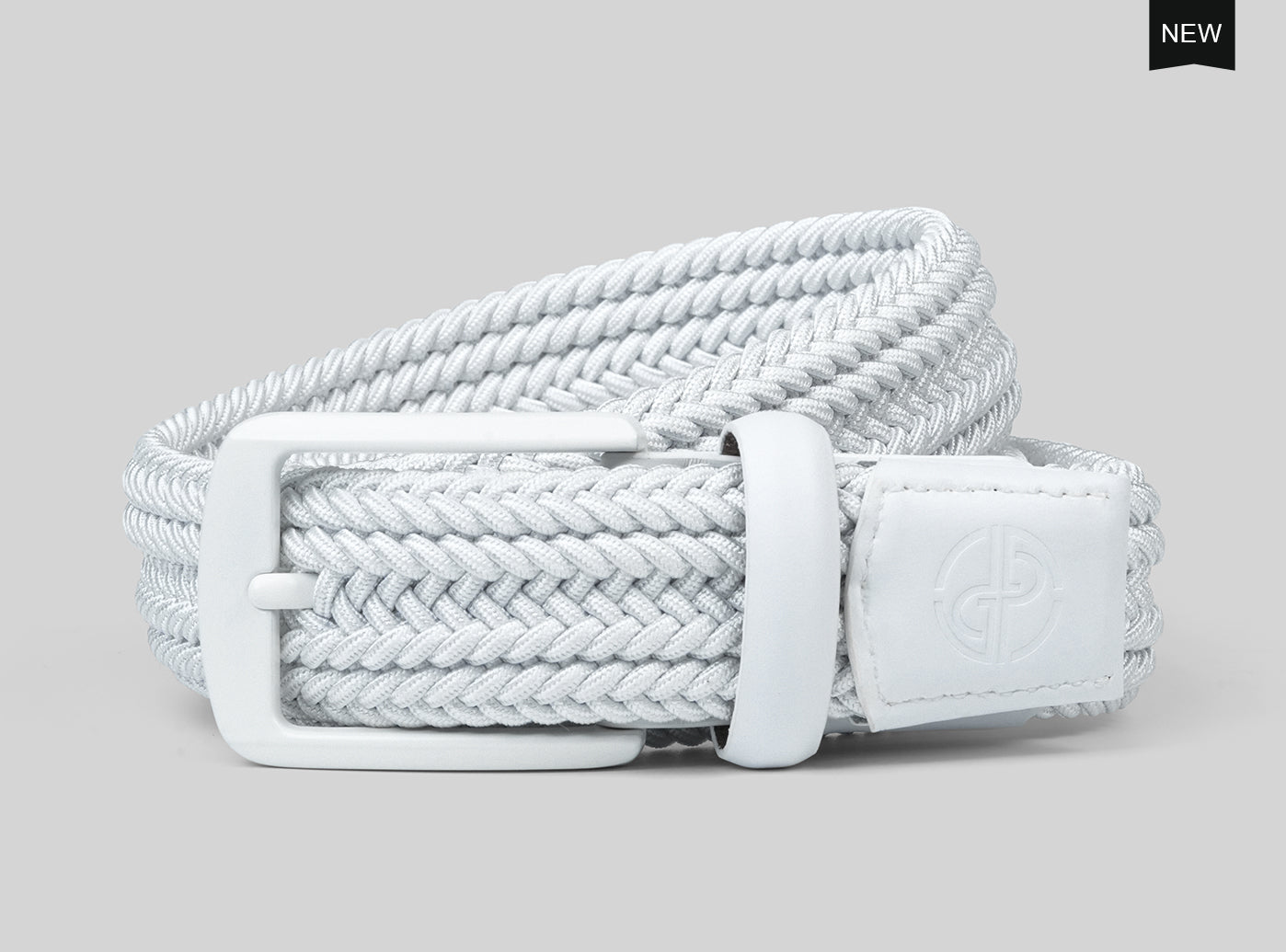 Goating Player Tour Woven Belt:10K Swing-Proof, No Holes Needed / White
