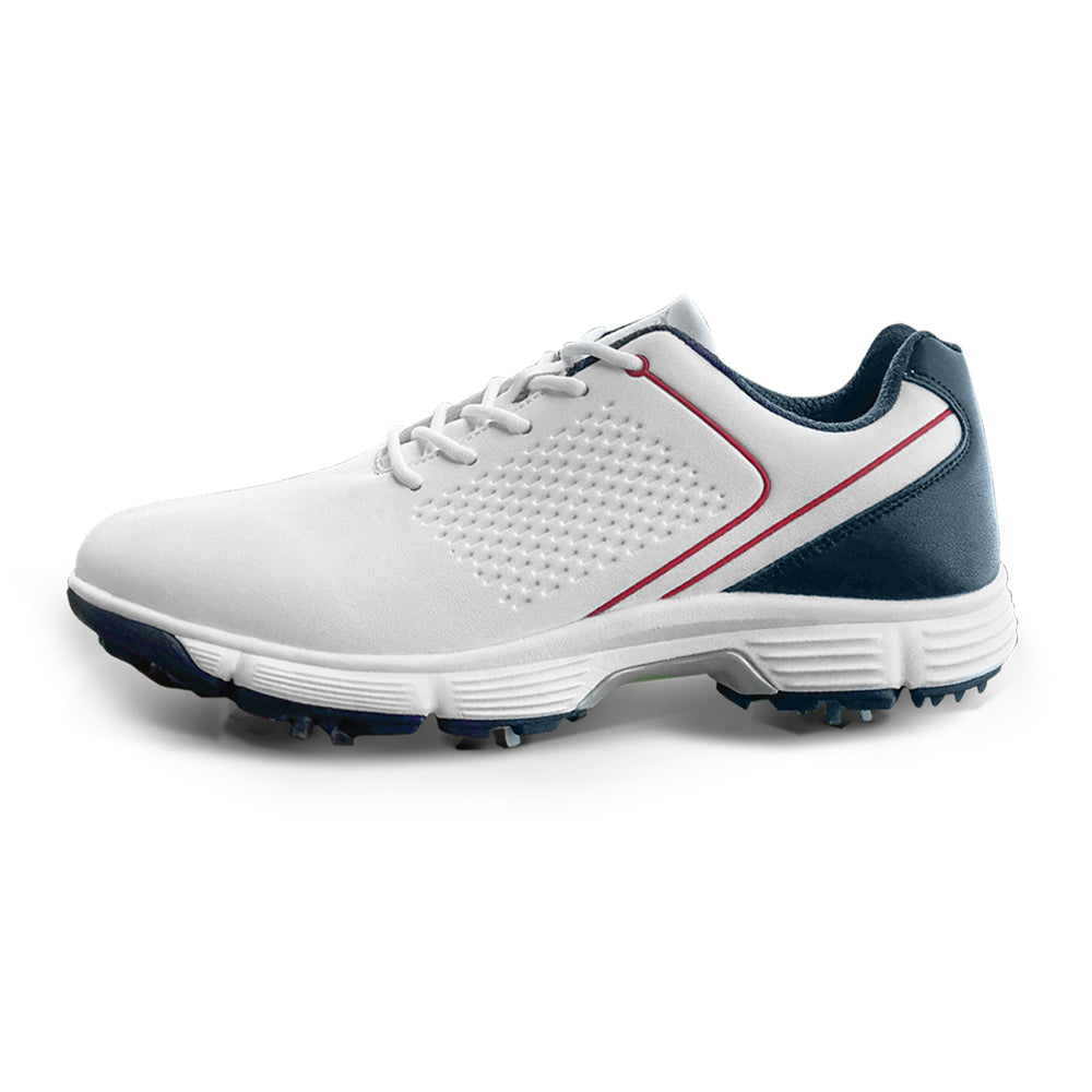 Goating Player G617 Men's Professional Spikes Golf Shoes / White-Blue