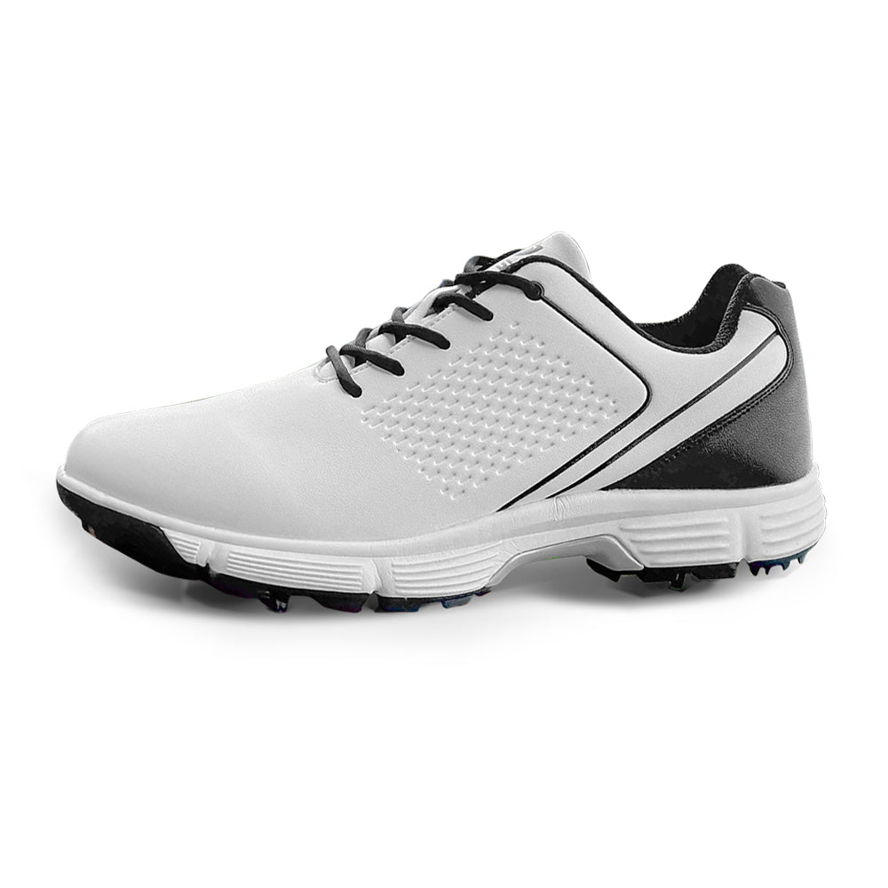 Goating Player G617 Men's Professional Spikes Golf Shoes / White-Black