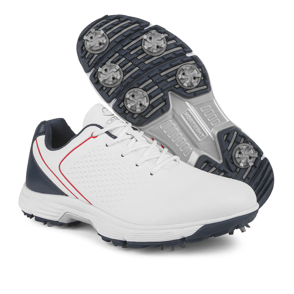 Goating Player G617 Men's Professional Spikes Golf Shoes / White-Blue