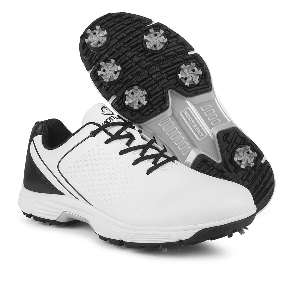 Goating Player G617 Men's Professional Spikes Golf Shoes / White-Black