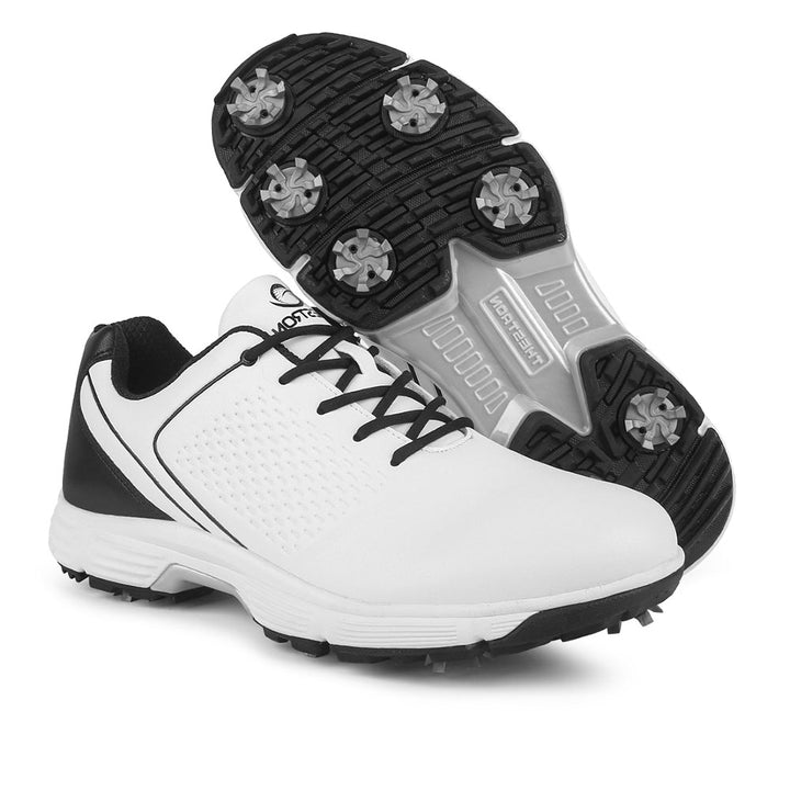 Goating Player G617 Men's Professional Spikes Golf Shoes / White-Black