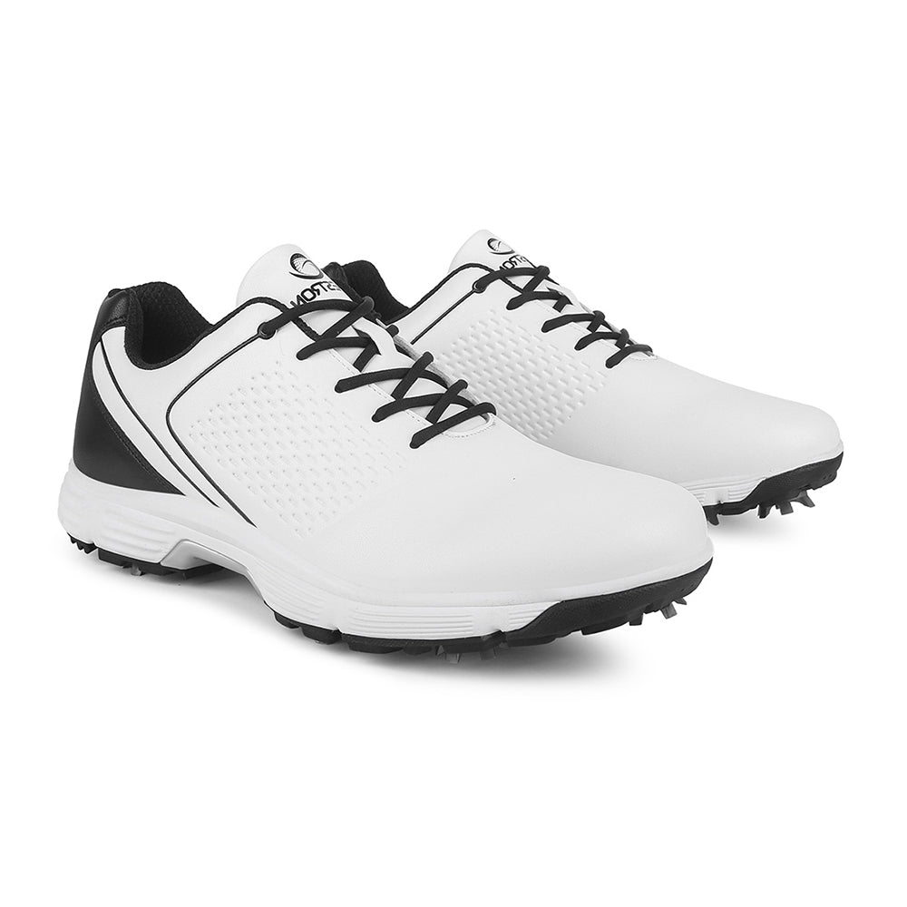 Goating Player G617 Men's Professional Spikes Golf Shoes / White-Black