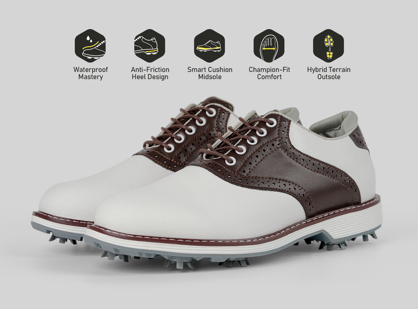 Goating Player  G1 Men's Professional Spikes Golf Shoes / Brown