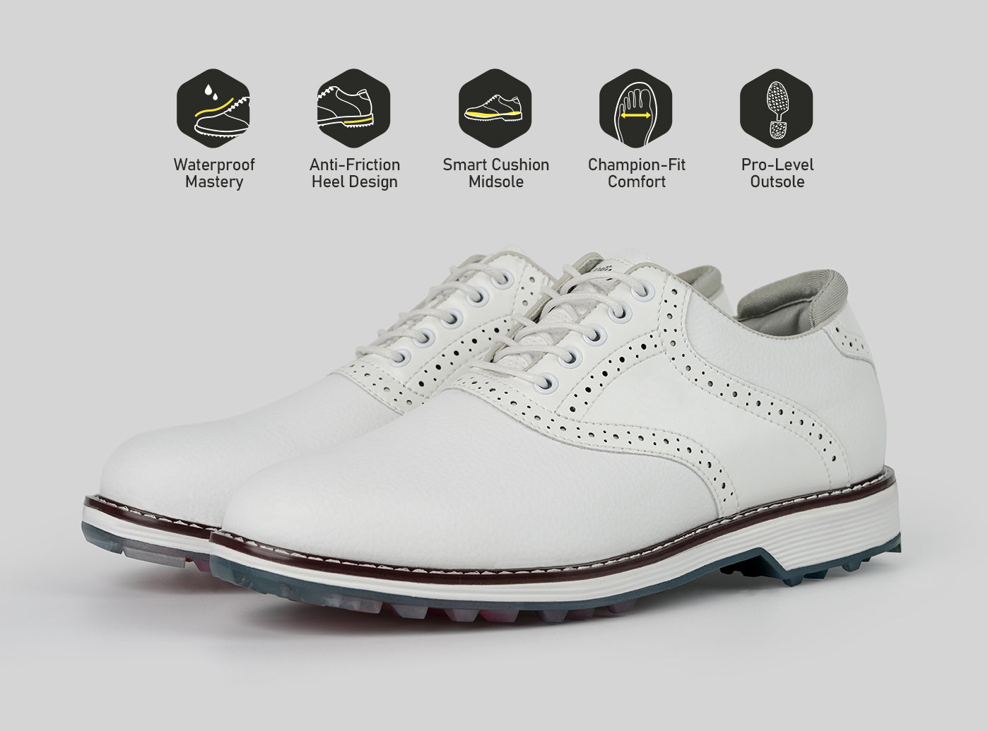 Goating Player G3 Men's Professional Spikeless Golf Shoes / White