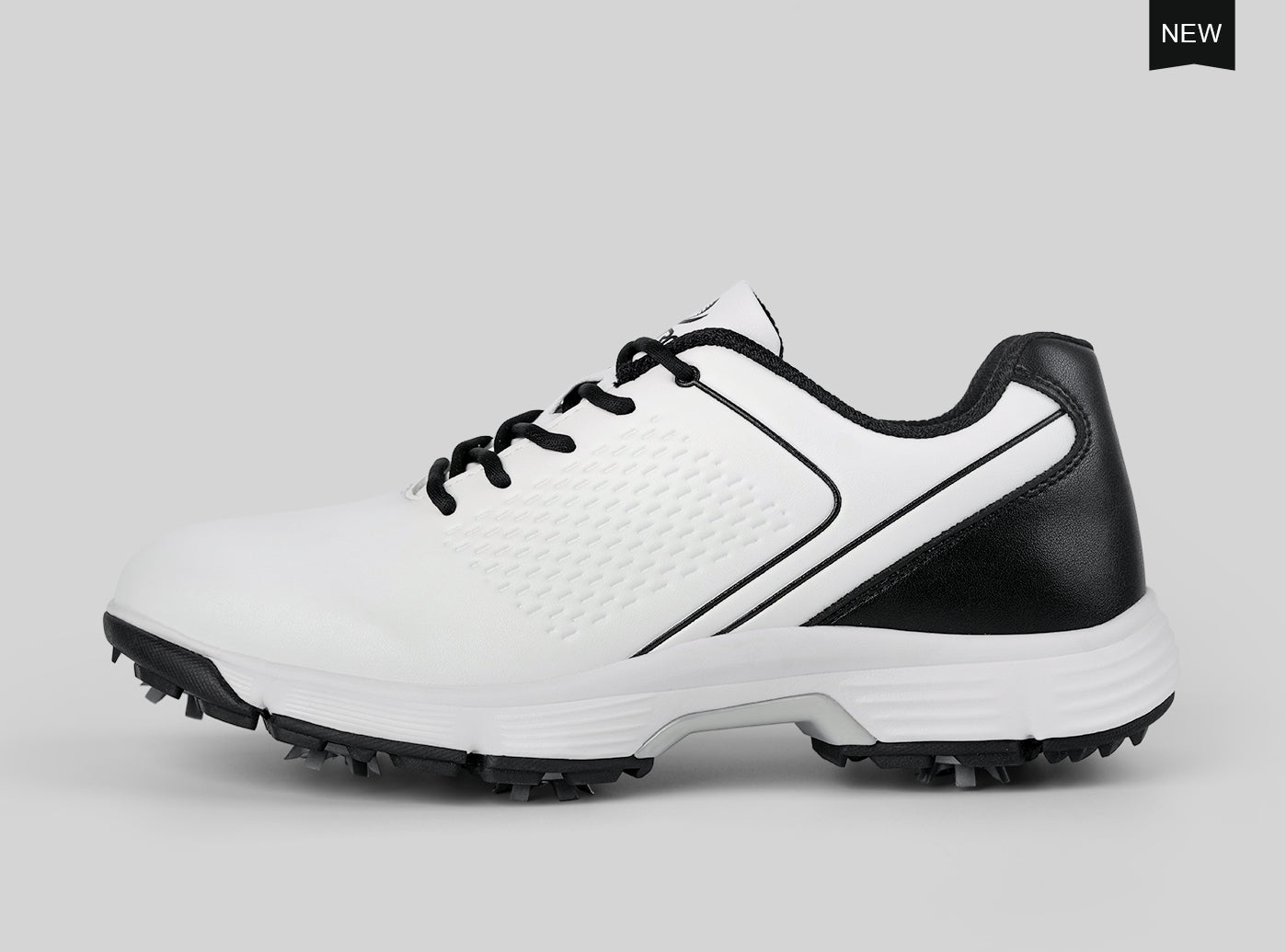 Goating Player G617 Men's Professional Spikes Golf Shoes / White-Black